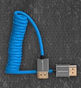 KONDOR BLUE 4K Full HDMI Thin Coiled Braided Cable for On-Camera Monitors, Capture Cards + More