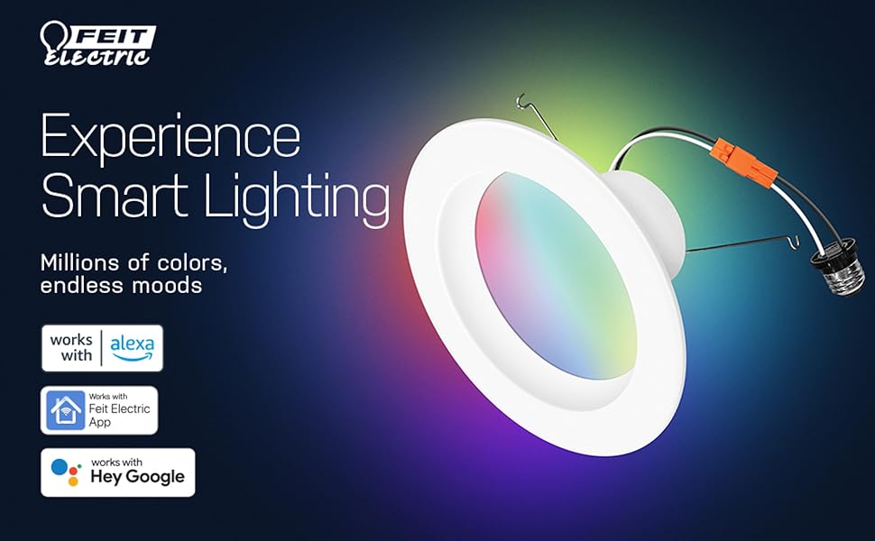 Feit Electric 6 inch smart recessed downlights let you light smarter from the Feit Electric app.