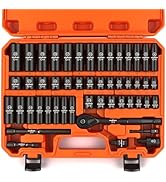 HORUSDY 3/8" Drive Impact Socket Set, 50-Piece Standard SAE (5/16 to 3/4 inch) and Metric (8-22mm...