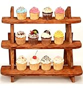 WeGXY Rustic Cupcake Stand, Wooden Tiered Display Stand, Wooden Display Risers for Birthday Weddi...