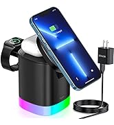 Magnetic Wireless Charging Station for Apple Series,3 in 1 Faster Mag-Safe Wireless Charger Stand...
