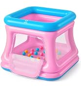 QPAU 3-in-1 Inflatable Bounce House for Toddlers 1-3, Ball Pit &amp; Trampoline, Inflatable Bouncy Ho...