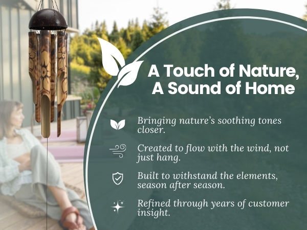 bamboo wind chime chimes wooden wood outside outdoors windchimes deep tone large windchime