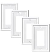 DEWENWILS 4-Pack White Outlet Covers &amp; Switch Plates — Decorative Metal Wall Plates for Decorate ...