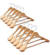 Uinicor Wooden Suit Hangers 10 Pack - Heavy Duty Wide Shoulder Hangers With Non Slip Pants Holder...