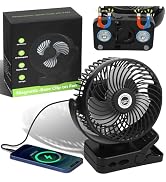 6 inch Magnetic Cruise Fan with 12000mAh Rechargeable Battery, 3-Speed Control, LED Light, Timer,...