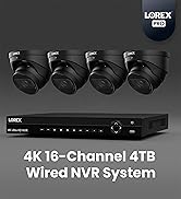 Lorex Nocturnal 3 4K 16-Channel 4TB Wired NVR System with Smart IP Dome Cameras with 30FPS Record...