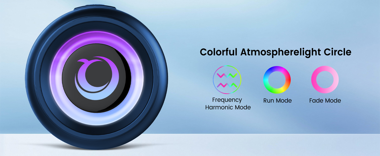 Text reads 'Colorful Air/Temperature/Light Circle.' Circular interface design showing color spectrum and environmental monitoring indicators on blue background.