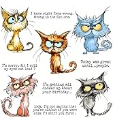 LZBRDY Cute Funny Angry Cats Metal Cutting Dies &amp; Clear Stamp Set for DIY Scrapbooking and Greeti...