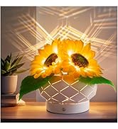 YWYWLED Cordless Sunflowers Table Lamp, Dimmable LED Touch Beside Lamp with Rechargeable Battery ...