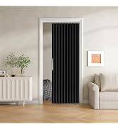 Jilron 100% Blackout Fabric Folding Door Curtain with Magnetic Closure - Accordion Style for Slid...