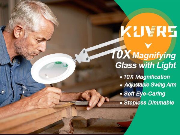 lighted magnifying glass on stand