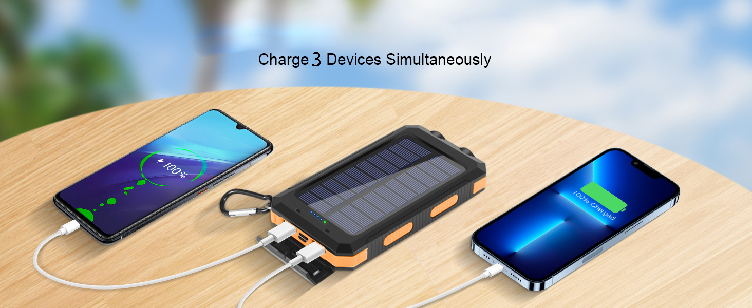 orange Ultra-Portable solar charger has two Different Charging Methods