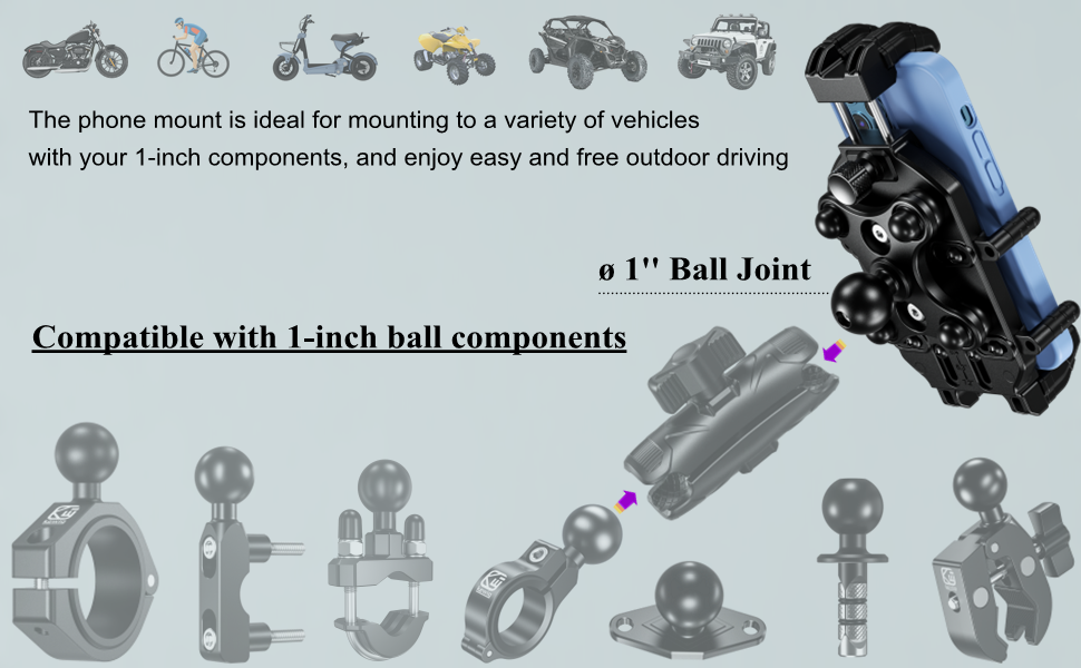 Compatible with ram mounts 1 inch ball components