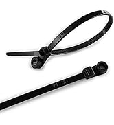 HS Plastic Ties with Screw Holes (100 Pack) 7.5 Inch Mount Head Electrical Zip Ties 50 LBS,UV Black
