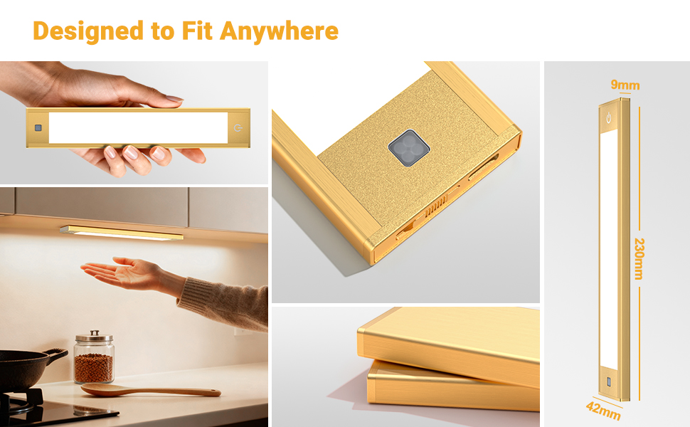 under shelf lighting gold