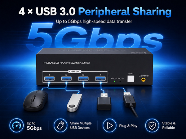 4X USB 3.0 Peripheral Sharing