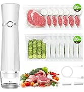 Vacuum Sealer for Food (Compact Vacuum Sealer Machine + 40 Reusable Vacuum Bags), Powerful 80Kpa ...