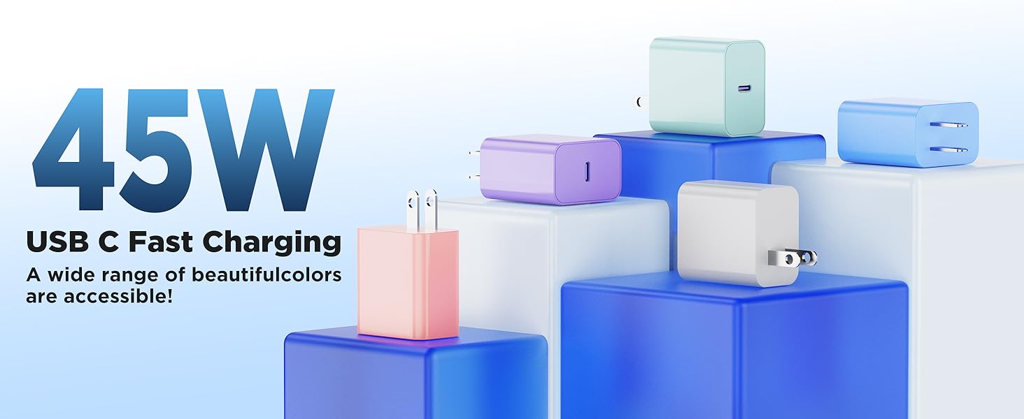 Colorful 45W USB C Fast Charger Block