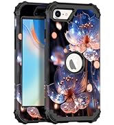 Miqala for iPhone SE 2022/2020 Case,Shiny in The Dark Three Layer Heavy Duty Shockproof Hard Plas...