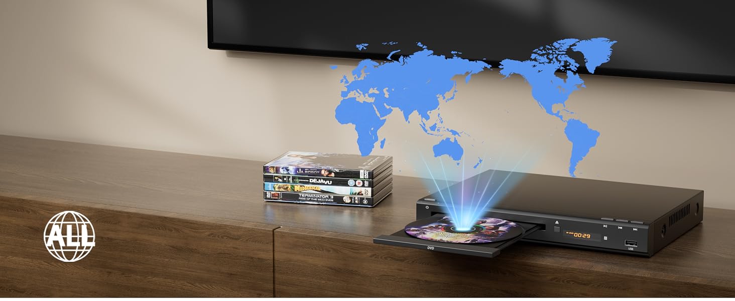 MEGATEK Region-Free DVD Player for TV with Region-Free Compatibility