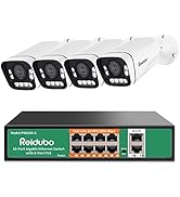Reidubo 4 PCS 2K PoE Outdoor Security Cameras @20fps, Two Way Talk, 98ft IR Color Night Vision & ...