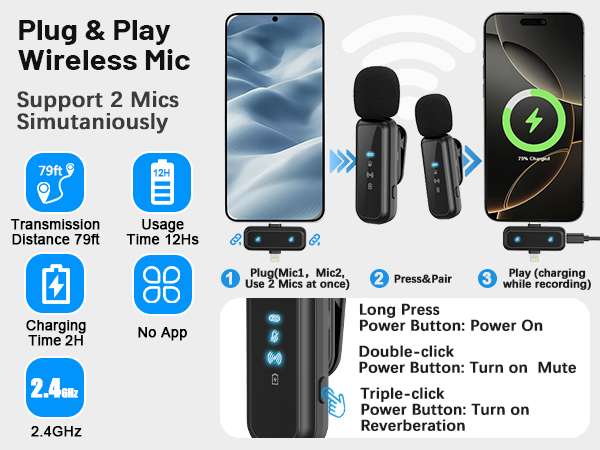 Content creator kit and youtube starter kit. Plug-and-play wireless mic - no apps require.