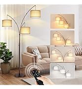 OUTON Floor Lamp with Remote Control, Modern Bright Lamps for Living Room, Adjustable 3-Light Tal...