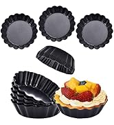 KUAYB 16Packs Mini Tart Pans Removable Bottom 3 Inch Tart Pan Round Fluted Nonstick Quiche Pie Pa...