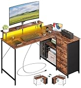 Somdot 53" L Shaped Desk with 4 Drawers,Home Office Desks with Power Outlets,Gaming Desk with USB...