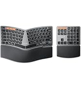 ProtoArc Bluetooth Ergonomic Keyboard, Wireless Split Keyboard with Separate Number Pad, Dual Blu...