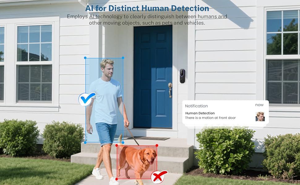 wireless video doorbell ?AI-Powered Human Detection