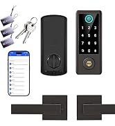 BEBASIA Smart Fingerprint Door Lock with Handle Set, Full App Control, Keyless Entry Door Lock, E...