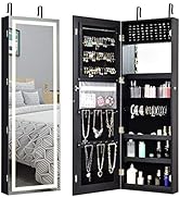 Giantex Jewelry Cabinet Armoire Door Wall Mount, 47.2in Lockable Touch Screen Lighted Full Length...