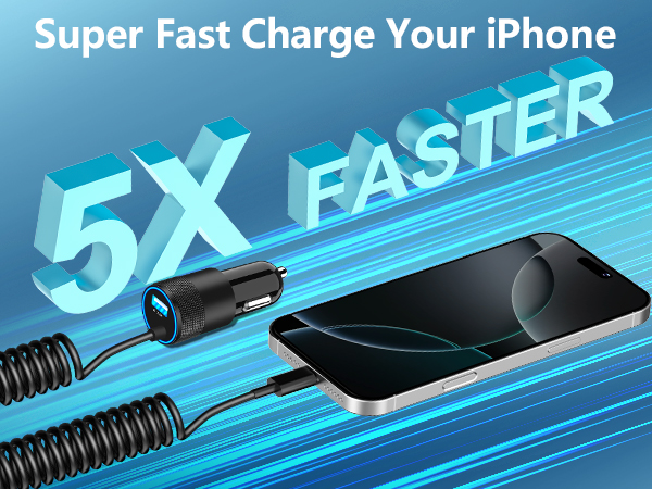 MFi Certified 4.8A USB Fast Car Charging Cigarette Lighter Adapter iPhone Car Charger Fast Charging