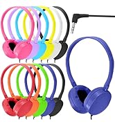 Wensdo Kids Bulk Headphones 12 Pack for Classroom School, Wholesale Durable Wired Earphones Class...