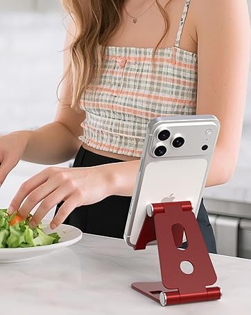 HZZADZXW Dual Folding Cell Phone Stand Red