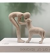 Sand Human and Dog Statue Decoration, Cute Pet Sculpture Home Decor Tabletop Ornament Office Livi...