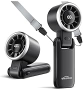 WHATOOK Portable Fan Rechargeable Mini Fan: Hand Fan with Air Turbo Tech, 4000mAh and 5 Speeds Le...