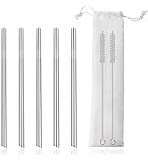Lazycorner 5 Pcs Stainless Steel Smoothie Straws, 0.4'' Extra Wide Reusable Metal Drinking Straws...