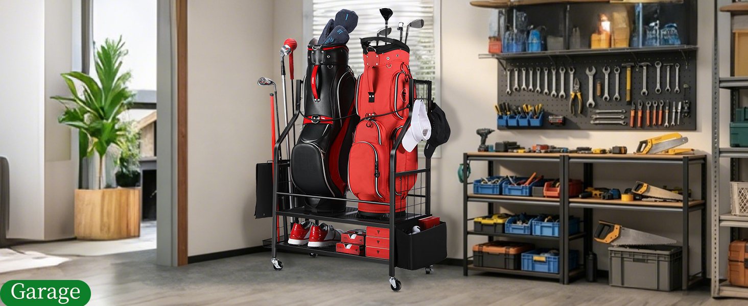 Golf Bag Storage Rack for Garage, Golf Bag Organizer and Golf Accessories, Golf Bag Storage Stand