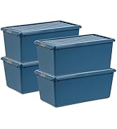 IRIS USA 91 Quart / 23 Gal. Sustainable Stackable Storage Bins with Lids and Latch Buckles, 4 Pa...