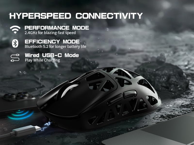 3 Modes Connectivity Wired, Bluetooth, 2.4GHz