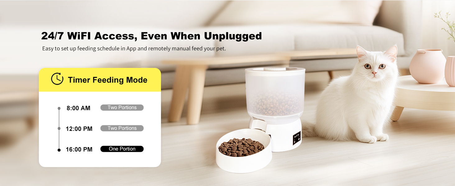 Darlipet cat automatic feeder is available for 24/7 WiF remote access