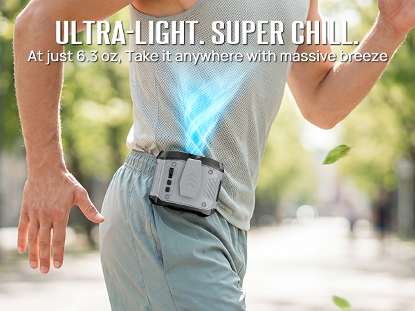 Lightweight 6.3 oz under the shirt fan clips on easily for travel, commuting, and daily summer use