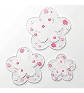Pink Sakura Placemats Gift Set, 3D Cherry Blossom Coaster for Cup Mat, Kawaii Table Mats Set of 3...