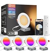 Lumary Smart WiFi LED Recessed Lighting 6 Inch with Remote, RGBWW Canless Ceiling Lights with Ant...