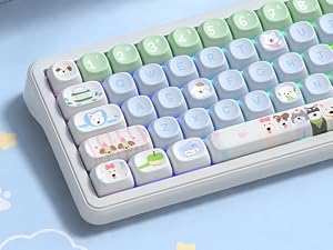 dagaladoo PBT Keyboard Keycaps, Blue/Green MOA keycaps,Cute Puppy