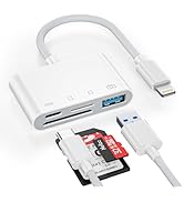 SD Card Reader for iPhone, USB Camera Adapter 4 in 1 USB 3.0 OTG Adapter Compatible with Lightnin...