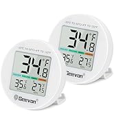 Geevon Small Digital Refrigerator Thermometer 2 Pack, IP65 Waterproof Commercial and Home Use, Ma...